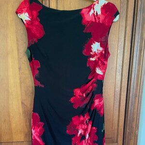 Vintage Ralph Lauren Floral on Black Sheath Dress